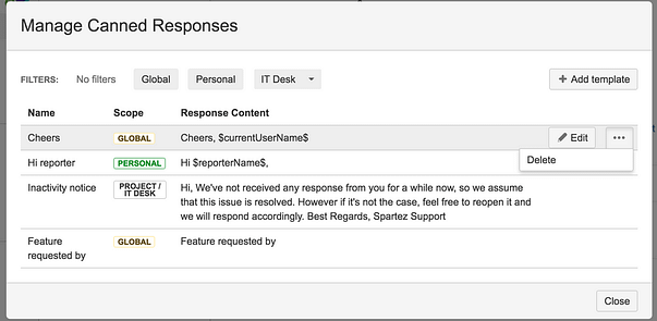 canned response, a very common type of automation for Jira cloud