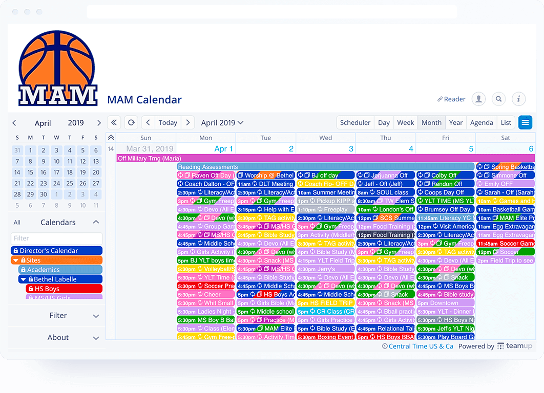 Vacation planning options in Teamup Calendar