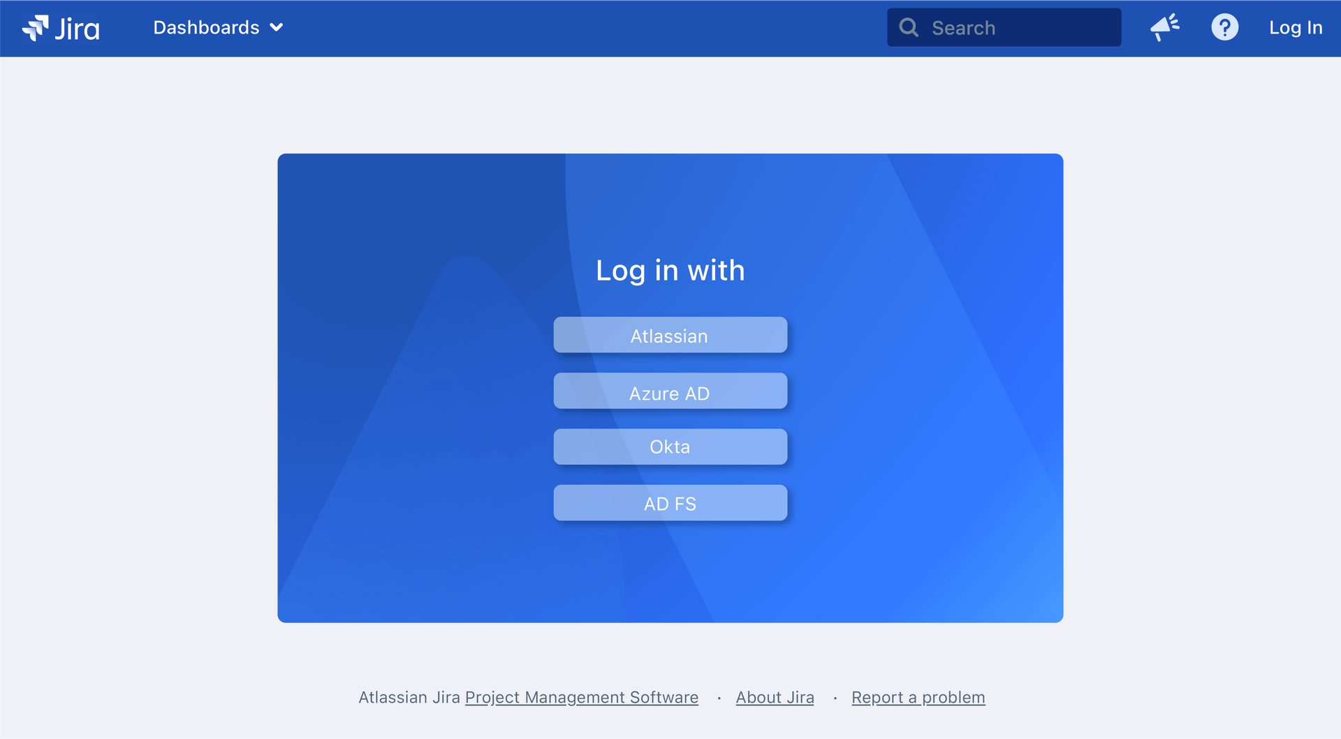 login page with the option to use an Atlassian cloud account as social login