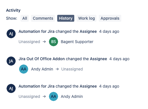 History of automation changes to issue assignments