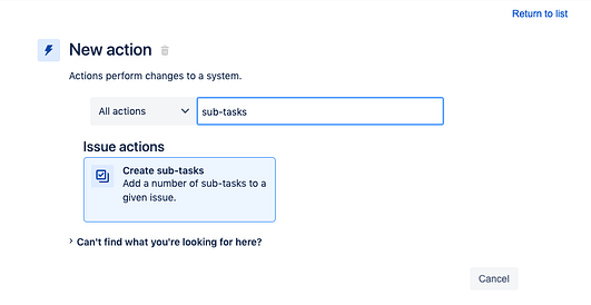 create sub-tasks action in Automation for Jira