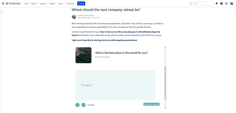 Typeform for Confluence: the best surveys in your wiki