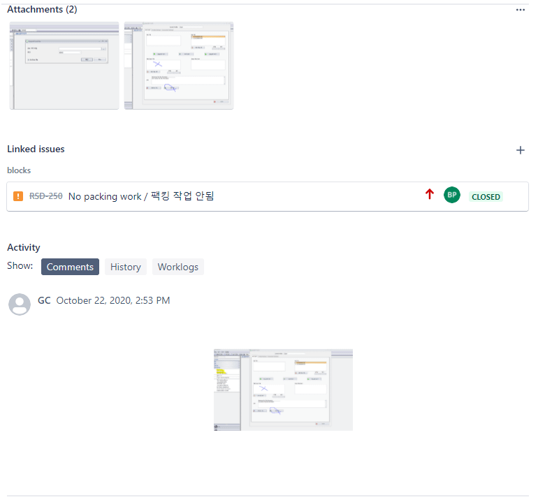 Screenshots in a translated ticket in Jira Service Management