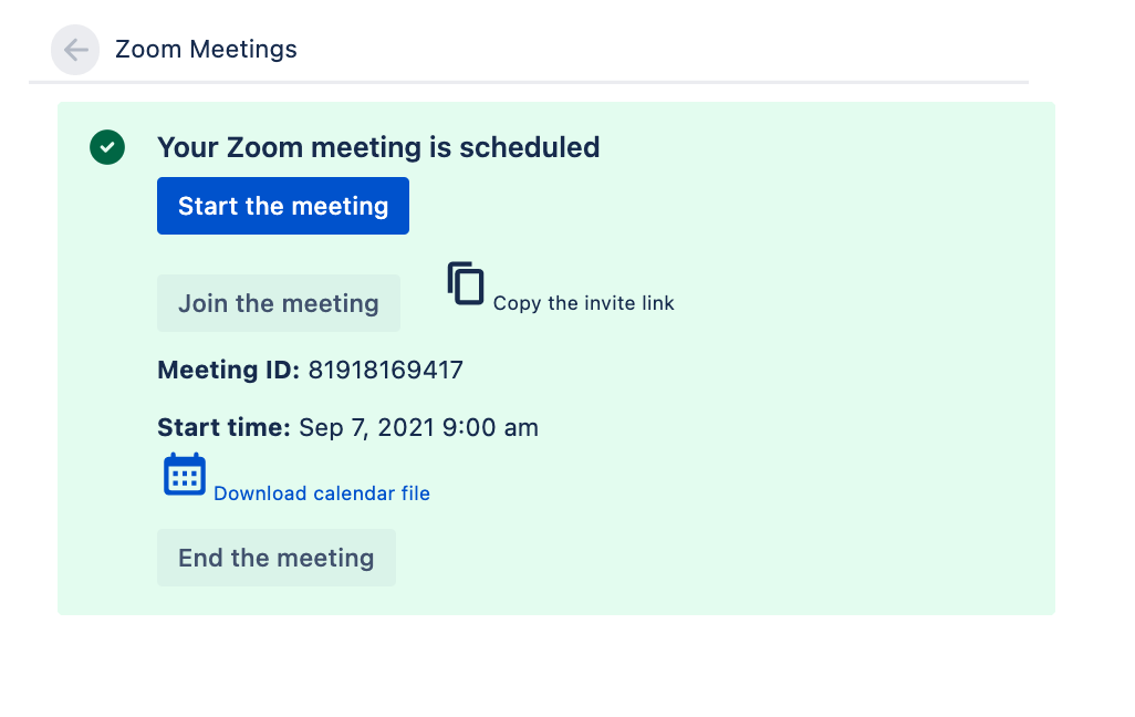scheduled meeting in Jira