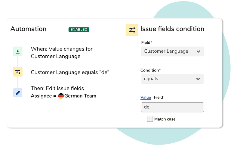 Add automation rules using the Customer Language custom field