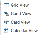 Grid, gantt, card, and calendar view in Smartsheet