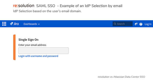 Example of an IdP Selection by Email